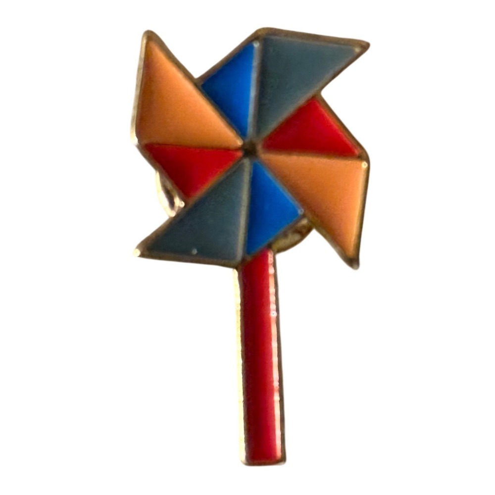 Enamel Pin Vintage Style Pinwheel Colorful Geometric Shape Lapel Pin